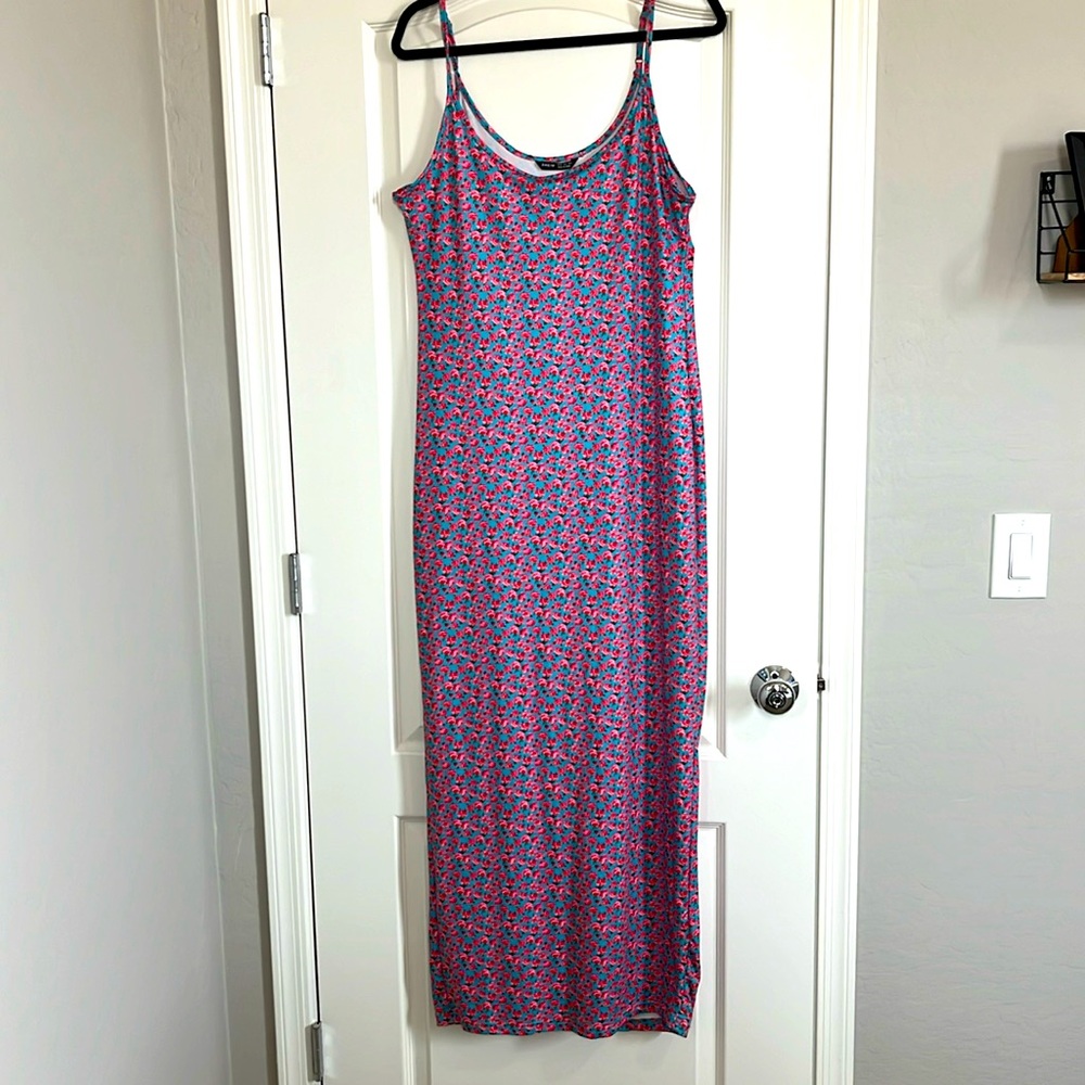 Rose print summer maxi dress